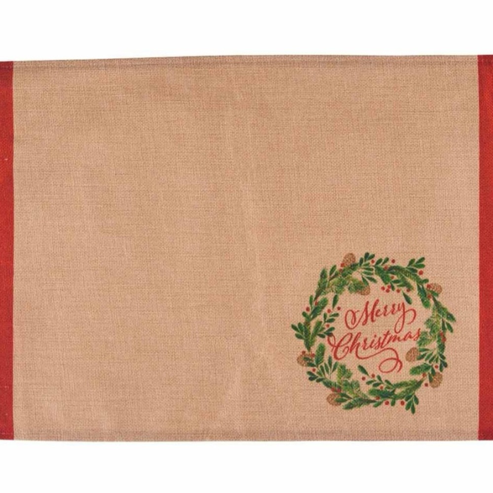 Set of 4 Burlap 'Merry Christmas' Placemats